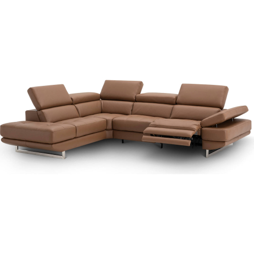 Annalaise Sectional Sofa with Left Facing Chaise in Caramel Leather